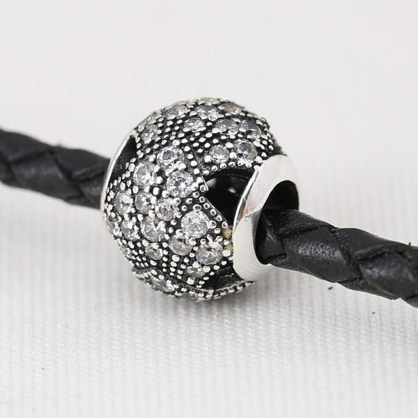 925 Silver crystal Pave Paper Fan Ball charm