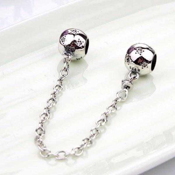 silver sterling Twinkle Star safety chain fits pandora