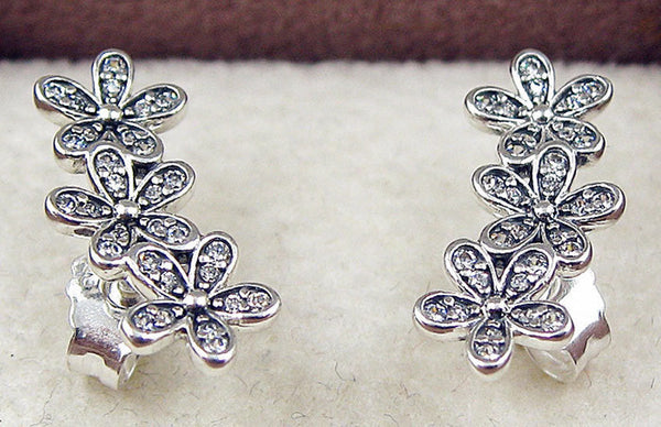 Silver Sterling DAZZLING DAISY CLUSTERS European STUDS EARRINGS pandora style
