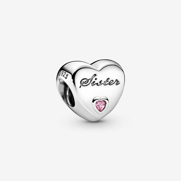 Sister Love Heart Stone Charm