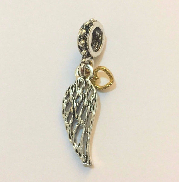 silver plated love guidance angel Feather Wing charm