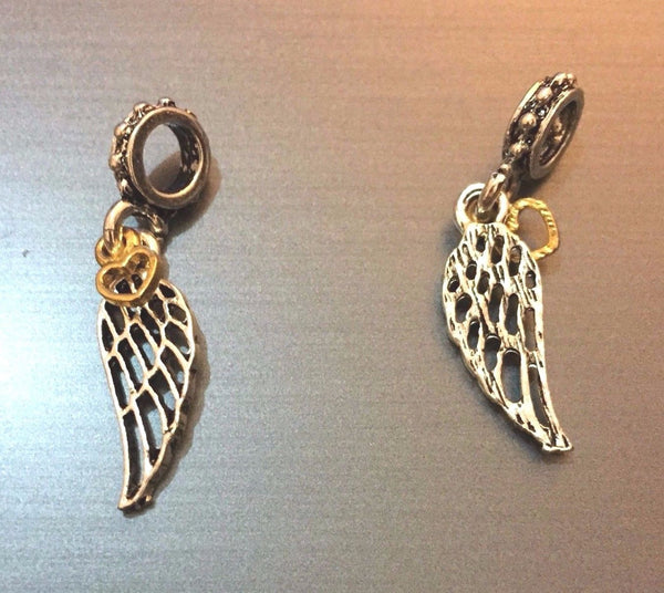 silver plated love guidance angel Feather Wing charm