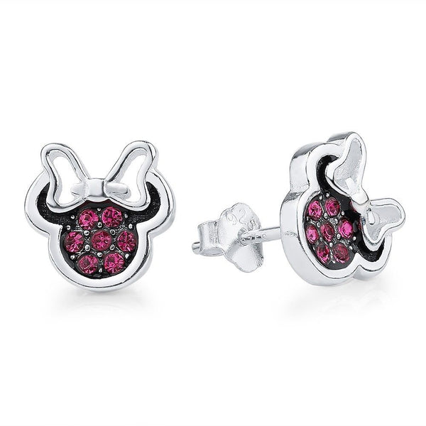 Dazzling Disney Minnie key Mouse bow stone Earrings pandora style
