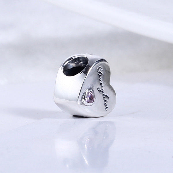 Mother Daughter Love Heart Stone Charm