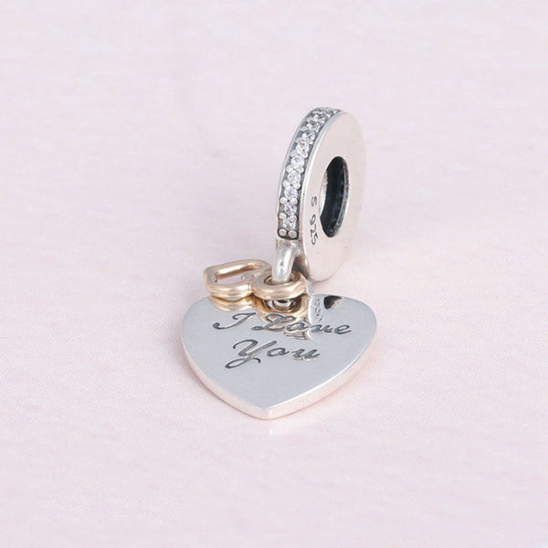 I Love You Forever Gold Heart Pendant Charm
