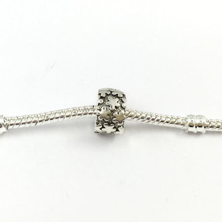 Silver Sterling Love CZ Pave Heart Lock Clip Stopper Charm