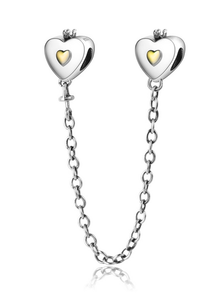 Silver Plated Love hearts pattern safety chain