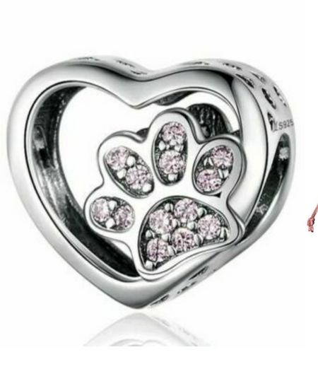925 Silver rose gold openwork family tree hearts charm