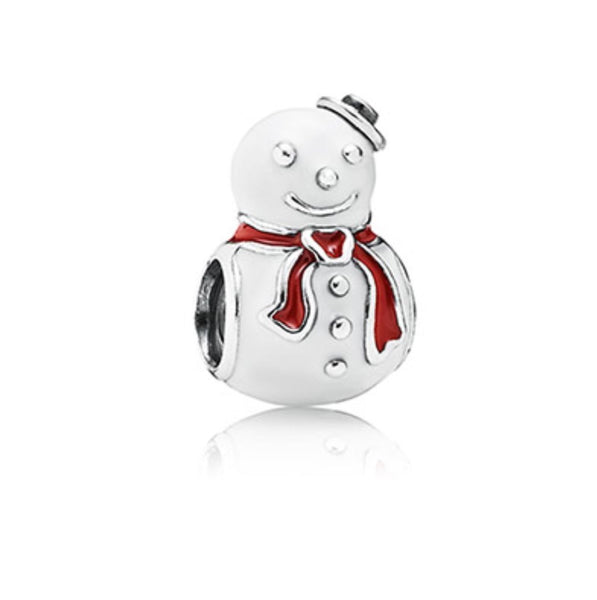 White snowman Red scarf Christmas xmas Charm