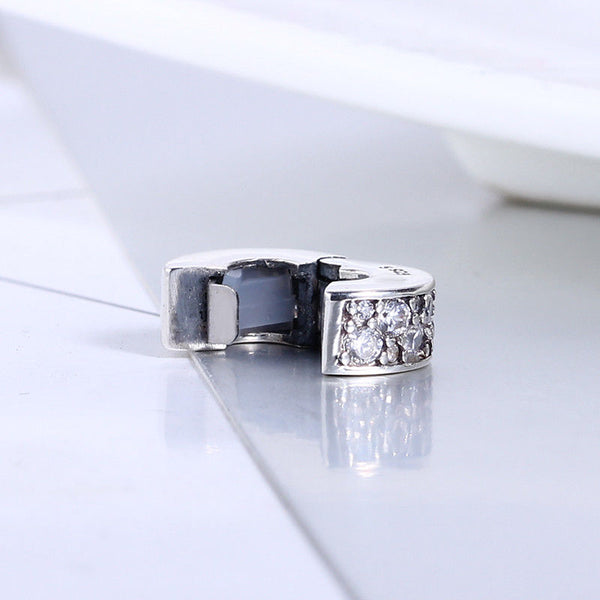 Elegance CZ Pave Stone slim Spacer Clip on Charm