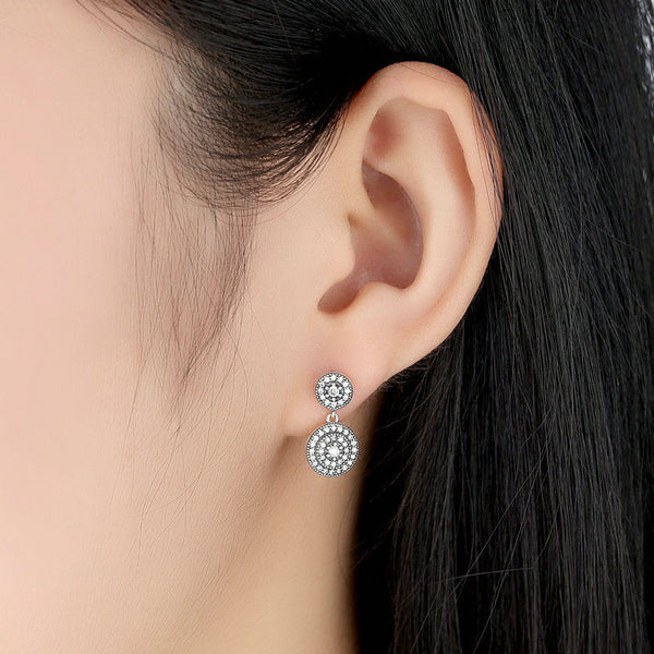 Silver Sterling Radiant Elegance Drop Sparkling Earrings