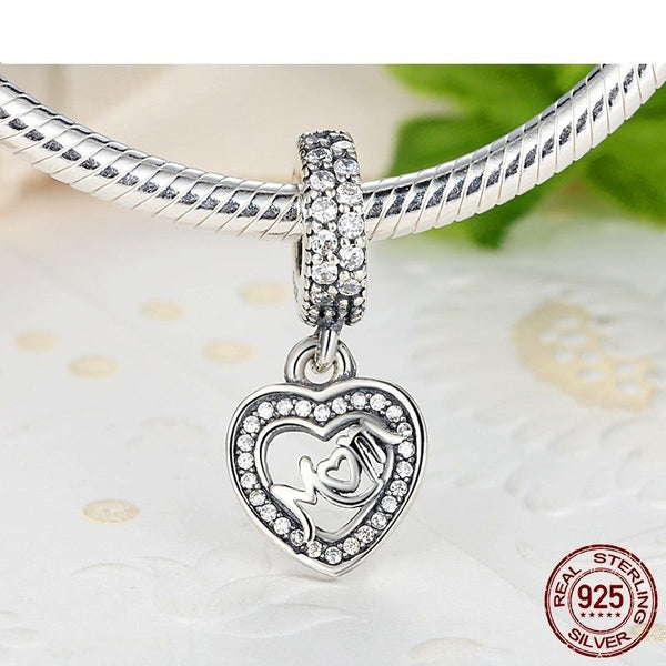 Silver Sterling Centre Of My Heart Mother's Day Pendant Charm