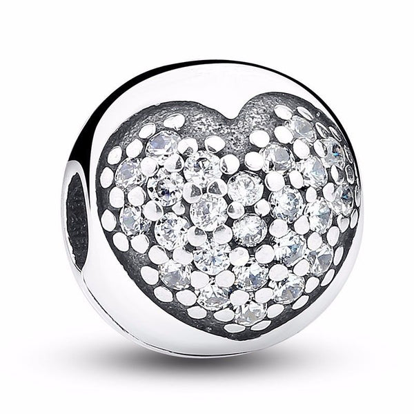 Silver Sterling Pave Heart Stopper Clip