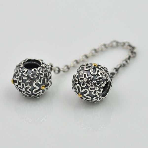 Silver Sterling Bouquet flower safety chain
