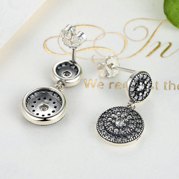 Silver Sterling Radiant Elegance Drop Sparkling Earrings