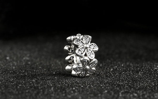 Silver Sterling Dazzling Daisies Floral Spacer
