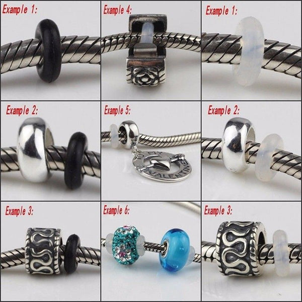 Clear silicone rubber stopper clip inserts holds charm in place