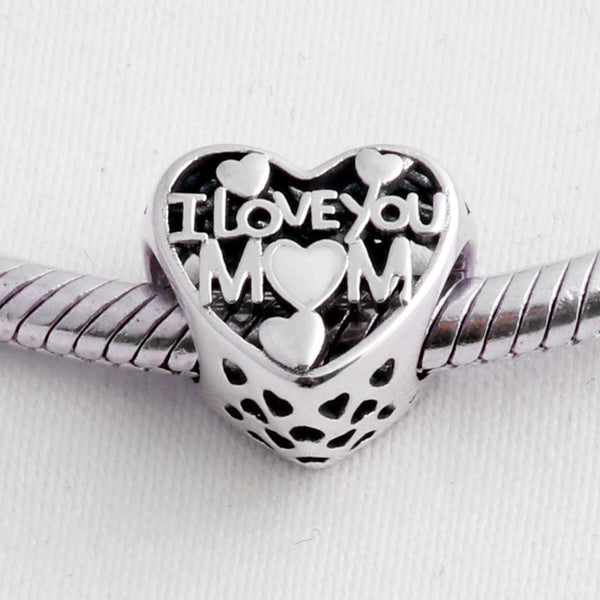 pandora style i love you mom heart charm