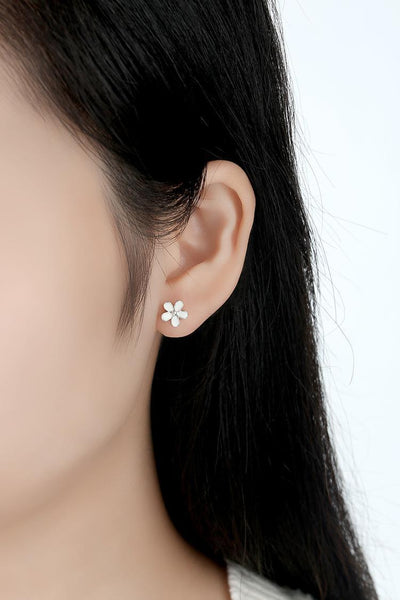 pandora style Silver Sterling Darling Daisy White Enamel Floral Earrings