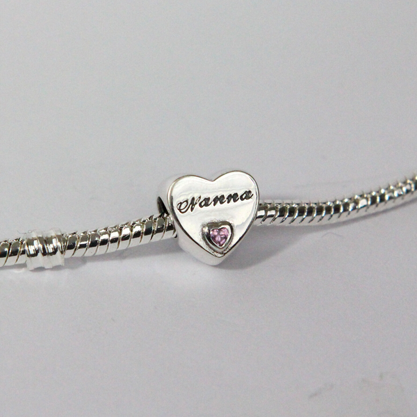 Sterling Silver Nanna Love Heart Charm
