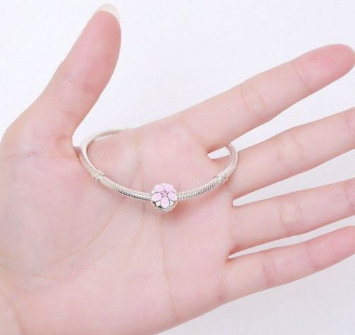 Pink Magnolia lock Stopper Clip Bead Charm