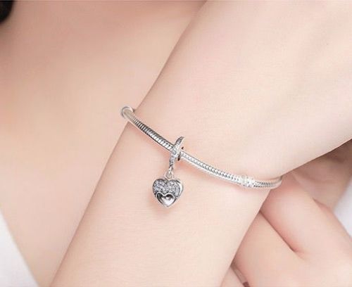 Silver Sterling I love my mom mum open heart charm