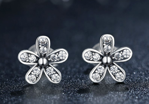 Silver Sterling Dazzling Daisies Sparkling Earrings