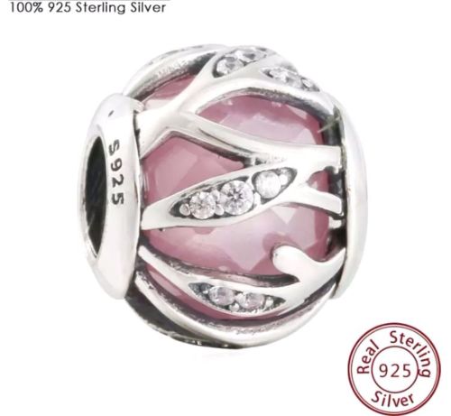 Pink Intertwining Natures Radiance stone Charm for pandora bracelets