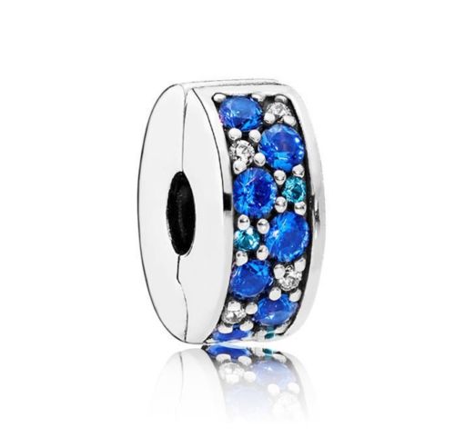 blue Shining Elegance Pave Clip Charm