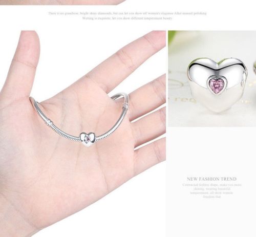 Love pink Heart Lock Clip Stopper Charm