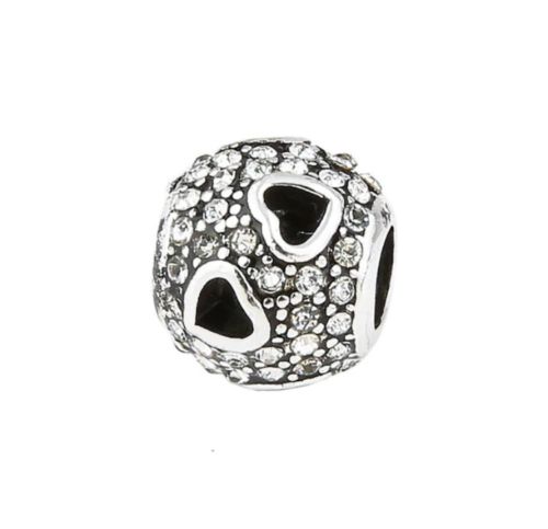 Tumbling Pave heart Charm for pandora bracelets