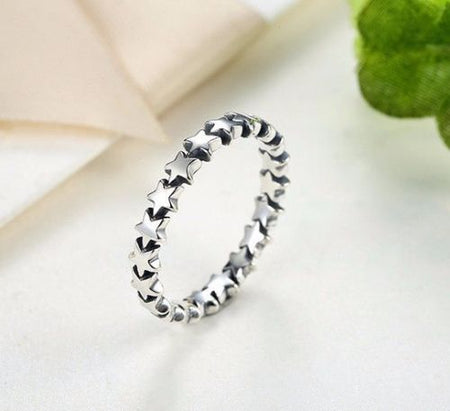 Silver Sterling Sparkling White Radiant Stackable Ring