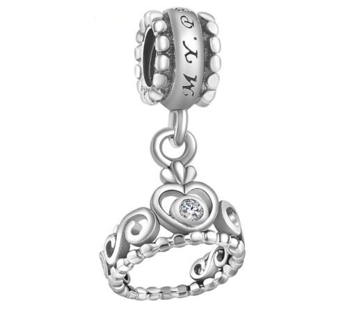 Silver Sterling My Princess Tiara Crown Charm