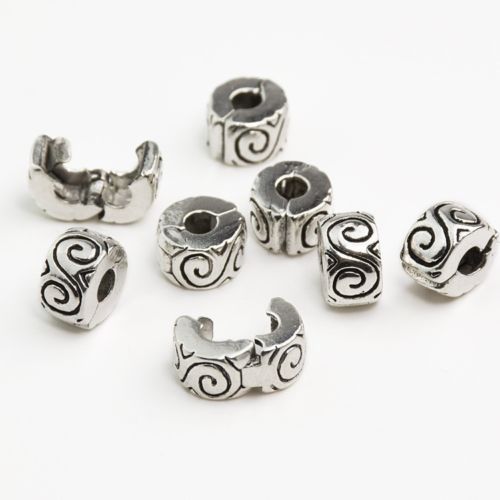 Silver Plated S Design Clip Stopper bead Charm