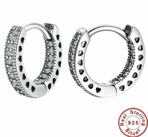 925 Silver Sterling Sparkling HOOP EARRINGS