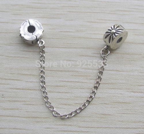 Silver Plated daisy clip on safety chain