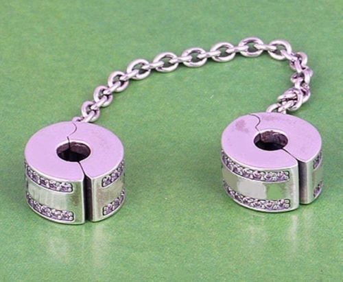 Silver Sterling PAVÉ INSPIRATION Stone Clip On Safety Chain