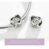 925 Sterling Silver Pave Dog Paw Animal Charm