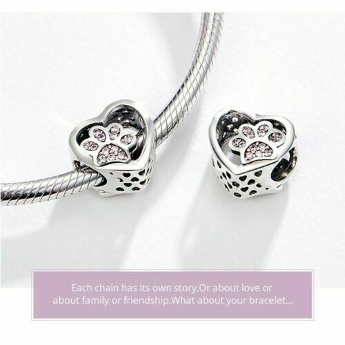 925 Sterling Silver Pave Dog Paw Animal Charm