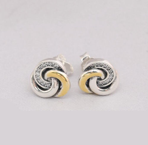Silver Sterling two tone interlinked circles earrings