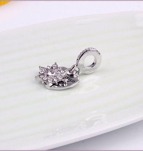 Silver Plated snowflake love heart you keep me warm Charm