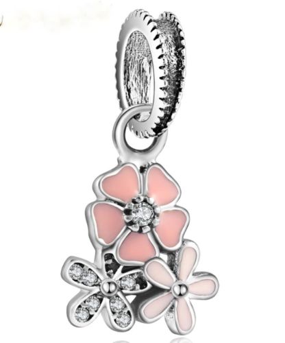 Poetic Bloom Daisy Flower Hanging pendant Charm fits pandora bracelets