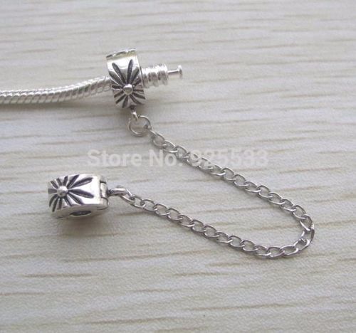 Silver Plated daisy clip on safety chain