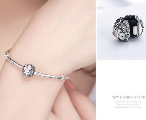 Poetic bloom daisy flower Clip Stopper Lock Charm fits pandora bracelets