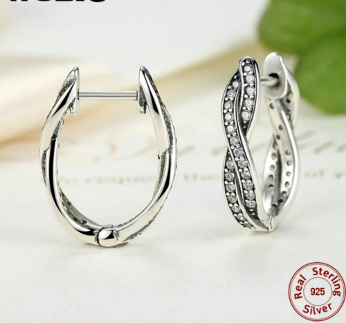 Silver Sterling TWIST OF FAITH HOOP EARRINGS
