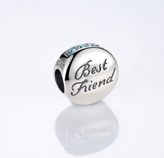 BEST FRIENDS BFF Round Blue Stone Charm