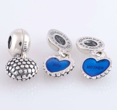 Mother Son Duo Twin Heart Mom Mum love Dangle Pendant Charm