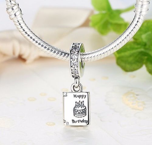 Happy Birthday Open Book Celebration Best Wishes Pendant charm fits pandora