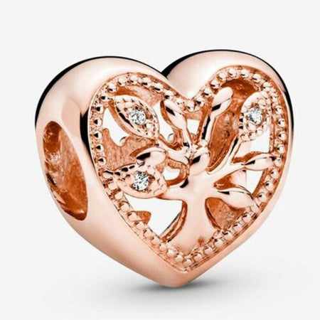 925 Silver Rose Gold FLOATING LOVE HEART Clip Charm Fits Reflexions bracelets