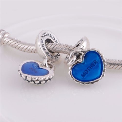 Mother & Son Duo Twin Heart Mom Mum love Dangle Pendant Charm